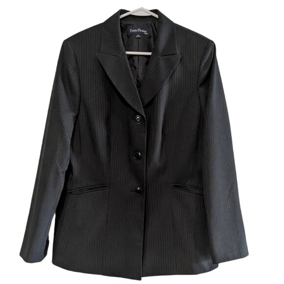 Evan-Picone Women's Black Stripe Blazer, Size 12, Suit Separate - Picture 1 of 16